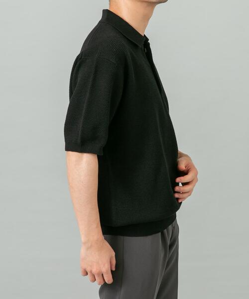 URBAN RESEARCH ROSSO MEN(アーバンリサーチロッソメン)の「『WEB限定』変形カノコ半袖ニットポロ(ポロシャツ・メンズ・ネイビー/ライトグレー/カーキ/ブラック・MEDIUM/LARGE)」の9枚目の写真