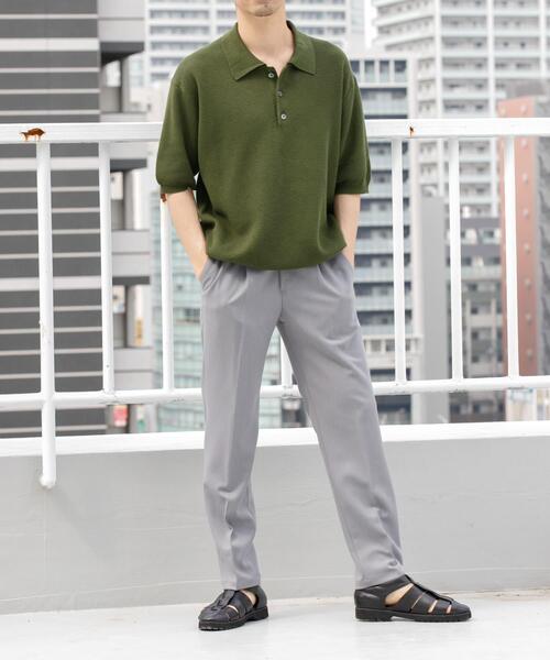 URBAN RESEARCH ROSSO MEN（アーバンリサーチロッソメン）の「『WEB限定』変形カノコ半袖ニットポロ（ポロシャツ・メンズ・ネイビー/ライトグレー/カーキ/ブラック・MEDIUM/LARGE）」の16枚目の写真