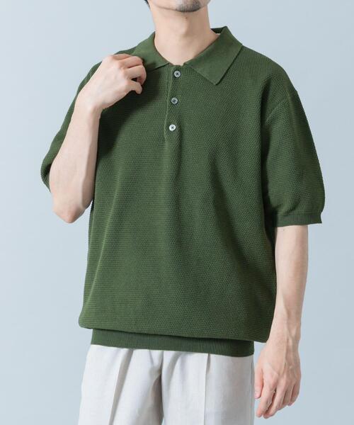 URBAN RESEARCH ROSSO MEN（アーバンリサーチロッソメン）の「『WEB限定』変形カノコ半袖ニットポロ（ポロシャツ・メンズ・ネイビー/ライトグレー/カーキ/ブラック・MEDIUM/LARGE）」の18枚目の写真