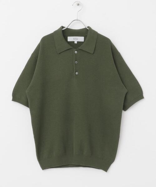 URBAN RESEARCH ROSSO MEN（アーバンリサーチロッソメン）の「『WEB限定』変形カノコ半袖ニットポロ（ポロシャツ・メンズ・ネイビー/ライトグレー/カーキ/ブラック・MEDIUM/LARGE）」の21枚目の写真