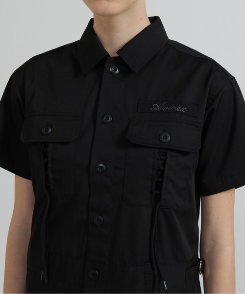 AVIREX（アヴィレックス）の「SHORT-SLEEVE MILITARY MINI SHIRT DRESS（シャツワンピース・レディース・オリーブ/ブラック・S/M）」の9枚目の写真