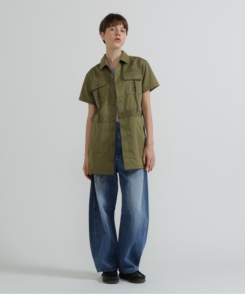 AVIREX（アヴィレックス）の「SHORT-SLEEVE MILITARY MINI SHIRT DRESS（シャツワンピース・レディース・オリーブ/ブラック・S/M）」の18枚目の写真