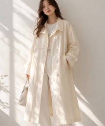 Dolce Fiora（ドルチェフィオラ）の「春アウター／スタンドカラーワッシャーロングコート／透け感（ナイロンジャケット）」
