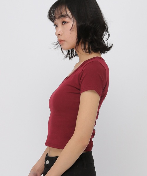 3.3 Field Trip （3.3フィールドトリップ）の「3.3 Field Trip／バックレースデザインT（Tシャツ/カットソー・レディース・ブラック/ワイン/グレー・FREE）」の9枚目の写真