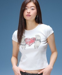 X-girl | RHINESTONE HEART AND WING S/S BABY TEE(Tシャツ/カットソー)