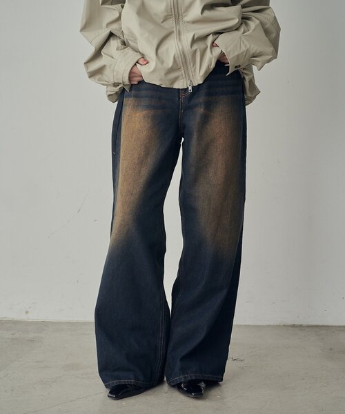 goocy（グーシー）の「【ワードローブ必須！】ワイドストレートデニムパンツ（デニムパンツ・レディース・ブラック/ブルー/ネイビー・PM/MEDIUM/SMALL）」の3枚目の写真