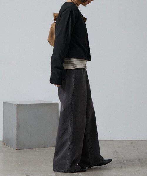 goocy（グーシー）の「【ワードローブ必須！】ワイドストレートデニムパンツ（デニムパンツ・レディース・ブラック/ブルー/ネイビー・PM/MEDIUM/SMALL）」の9枚目の写真