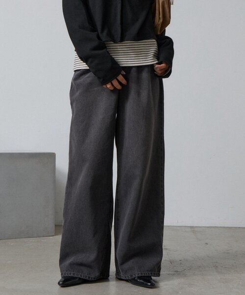 goocy（グーシー）の「【ワードローブ必須！】ワイドストレートデニムパンツ（デニムパンツ・レディース・ブラック/ブルー/ネイビー・PM/MEDIUM/SMALL）」の10枚目の写真