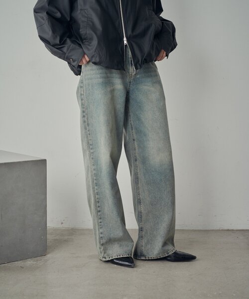 goocy（グーシー）の「【ワードローブ必須！】ワイドストレートデニムパンツ（デニムパンツ・レディース・ブラック/ブルー/ネイビー・PM/MEDIUM/SMALL）」の12枚目の写真