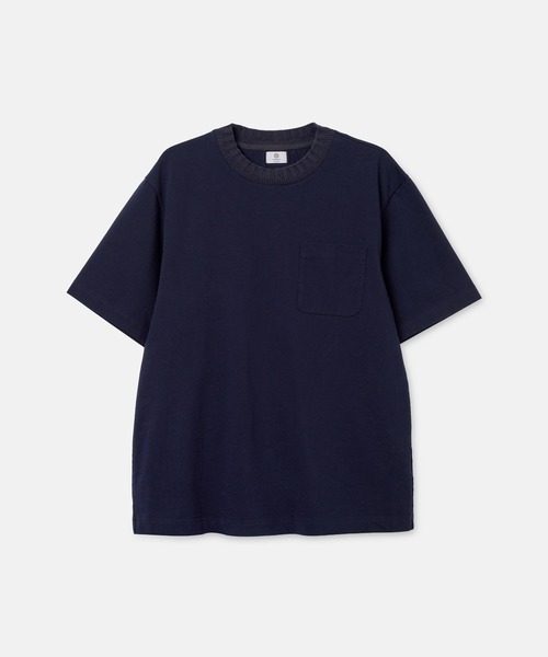 SEAGREEN（シーグリーン）の「SEAGREEN(シーグリーン) KNIT RIB T-SHIRT（Tシャツ/カットソー・メンズ・ネイビー/ホワイト/サックスブルー/ブラック・4/3/2）」の3枚目の写真