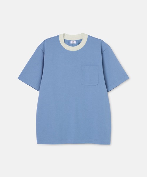 SEAGREEN（シーグリーン）の「SEAGREEN(シーグリーン) KNIT RIB T-SHIRT（Tシャツ/カットソー・メンズ・ネイビー/ホワイト/サックスブルー/ブラック・4/3/2）」の4枚目の写真