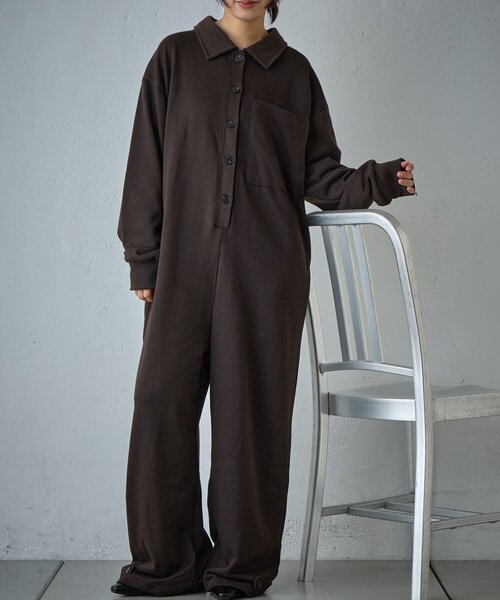 goocy（グーシー）の「裏毛ルーズオールインワン（ワンピース・レディース・ブラック/ブラウン・FREE）」の2枚目の写真