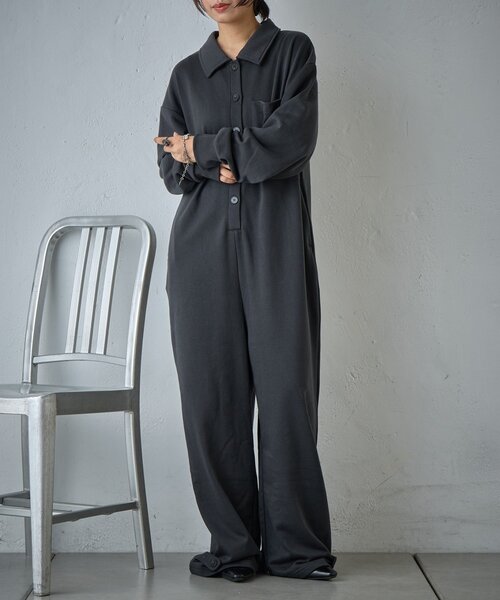 goocy（グーシー）の「裏毛ルーズオールインワン（ワンピース・レディース・ブラック/ブラウン・FREE）」の3枚目の写真