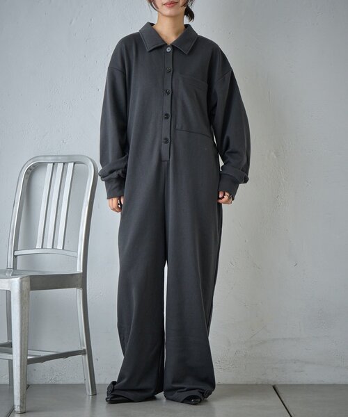 goocy（グーシー）の「裏毛ルーズオールインワン（ワンピース・レディース・ブラック/ブラウン・FREE）」の4枚目の写真