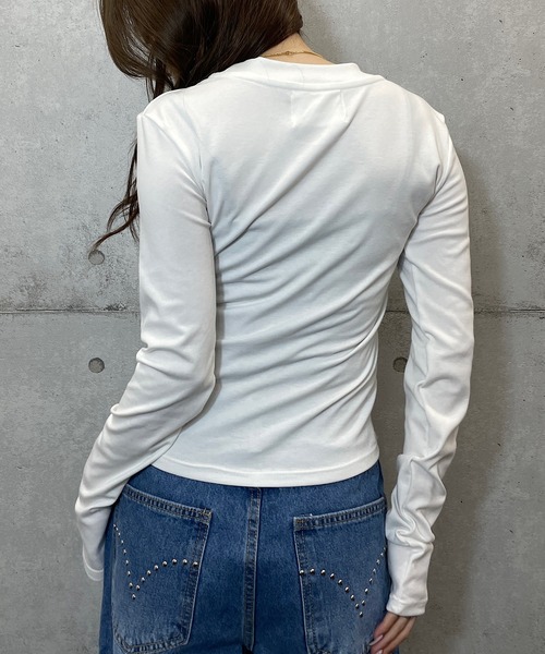 ROGER AND RAW(ロジャーアンドロウ)の「ラウンドネック ショート丈ロンT(Tシャツ/カットソー・レディース・ホワイト/ブラック/グレー/ライトカーキ・FREE)」の18枚目の写真