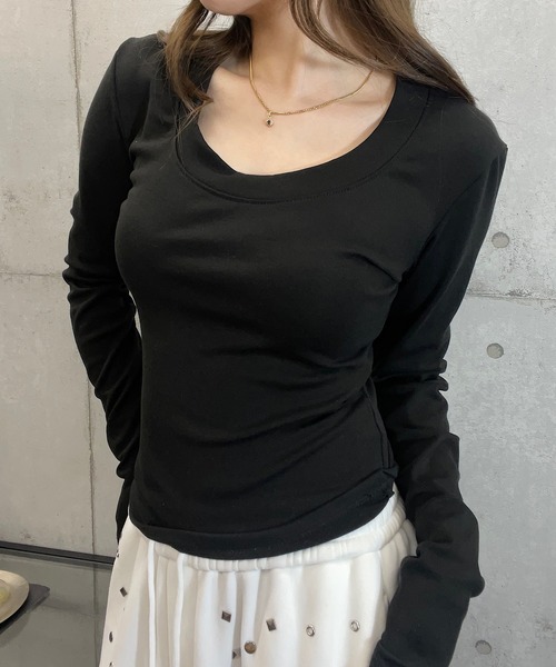 ROGER AND RAW(ロジャーアンドロウ)の「ラウンドネック ショート丈ロンT(Tシャツ/カットソー・レディース・ホワイト/ブラック/グレー/ライトカーキ・FREE)」の22枚目の写真
