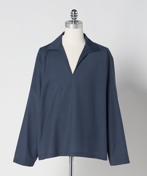 LOEFF（ロエフ）の「＜LOEFF＞トロピカルウール スキッパー シャツ UNISEX（シャツ/ブラウス・レディース・オリーブ/ブラック/コバルトブルー・0/2/1）」の3枚目の写真