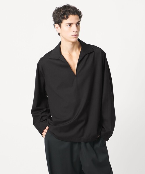 LOEFF（ロエフ）の「＜LOEFF＞トロピカルウール スキッパー シャツ UNISEX（シャツ/ブラウス・レディース・オリーブ/ブラック/コバルトブルー・0/2/1）」の5枚目の写真