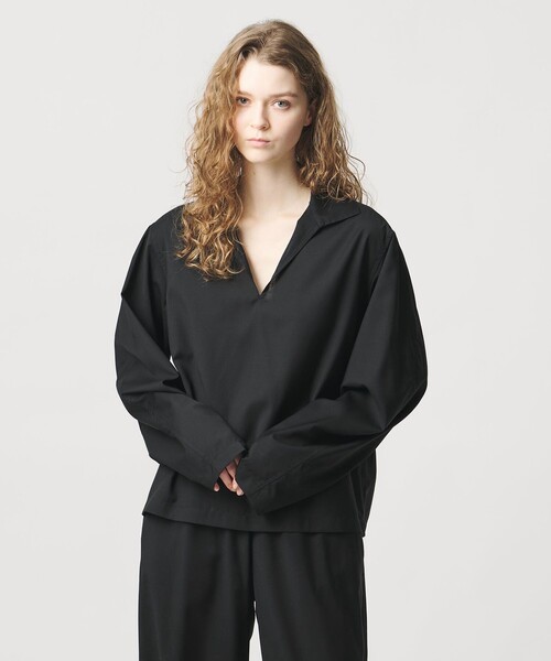 LOEFF（ロエフ）の「＜LOEFF＞トロピカルウール スキッパー シャツ UNISEX（シャツ/ブラウス・レディース・オリーブ/ブラック/コバルトブルー・0/2/1）」の7枚目の写真