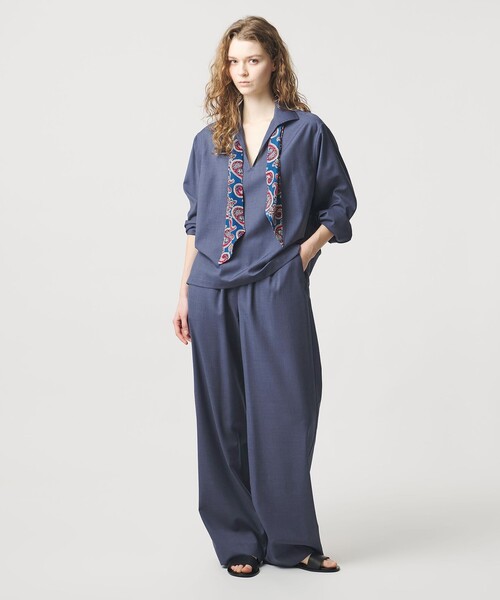 LOEFF（ロエフ）の「＜LOEFF＞トロピカルウール スキッパー シャツ UNISEX（シャツ/ブラウス・レディース・オリーブ/ブラック/コバルトブルー・0/2/1）」の16枚目の写真