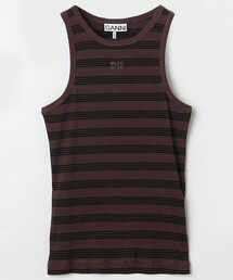 GANNI（ガニー）の「GANNI/ガニー Soft Cotton Rib Tank Top / A1050049 / ワンポイントロゴ 刺繍 リブニット タンク（タンクトップ）」