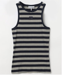 GANNI（ガニー）の「GANNI/ガニー Soft Cotton Rib Tank Top / A1050049 / ワンポイントロゴ 刺繍 リブニット タンク（タンクトップ）」