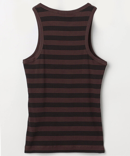GANNI（ガニー）の「GANNI/ガニー Soft Cotton Rib Tank Top / A1050049 / ワンポイントロゴ 刺繍 リブニット タンク（タンクトップ・レディース・ピンク/ブラウン/サックスブルー・SMALL）」の4枚目の写真