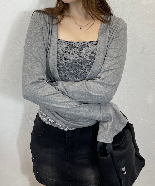 ROGER AND RAW(ロジャーアンドロウ)の「レース切替カシュクールドレープトップス(Tシャツ/カットソー・レディース・グレー/ネイビー・FREE)」の20枚目の写真