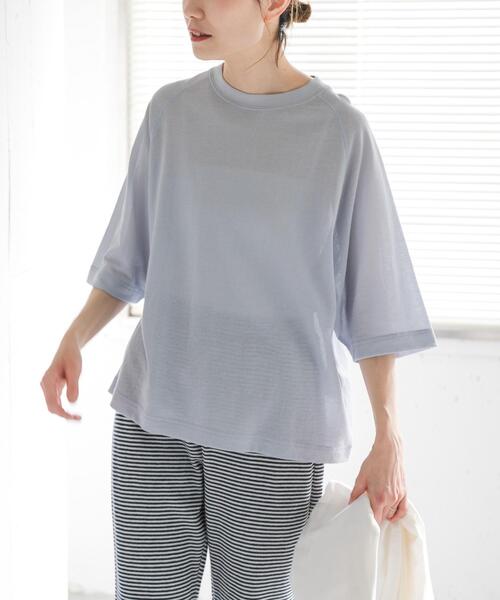 FORK&SPOON（フォークアンドスプーン）の「FORK&SPOON　シアー裏毛プルオーバー（Tシャツ/カットソー・レディース・ライトブルー/チャコールグレー・1）」の2枚目の写真