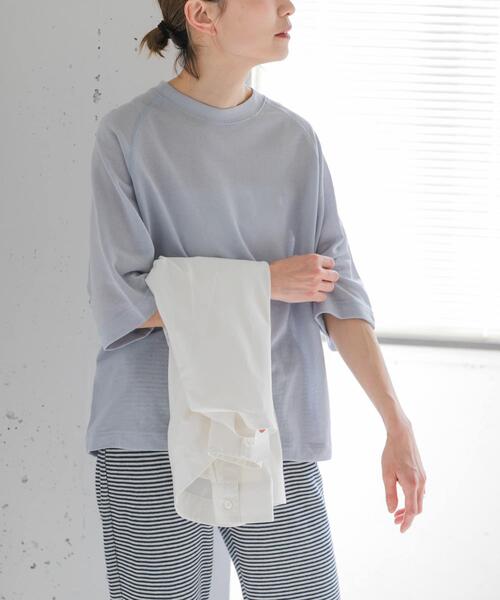 FORK&SPOON（フォークアンドスプーン）の「FORK&SPOON　シアー裏毛プルオーバー（Tシャツ/カットソー・レディース・ライトブルー/チャコールグレー・1）」の4枚目の写真