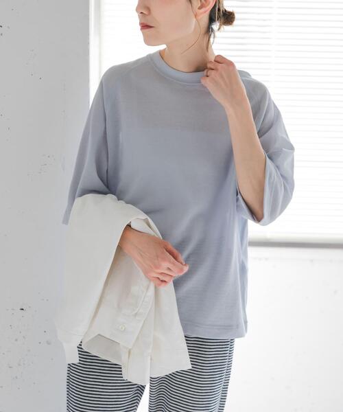 FORK&SPOON（フォークアンドスプーン）の「FORK&SPOON　シアー裏毛プルオーバー（Tシャツ/カットソー・レディース・ライトブルー/チャコールグレー・1）」の5枚目の写真