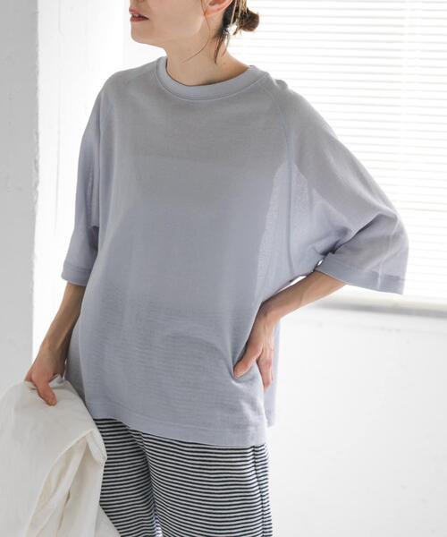 FORK&SPOON（フォークアンドスプーン）の「FORK&SPOON　シアー裏毛プルオーバー（Tシャツ/カットソー・レディース・ライトブルー/チャコールグレー・1）」の6枚目の写真