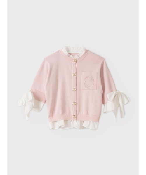 EIMY ISTOIRE（エイミーイストワール）の「アタッチドハーフスリーブカーディガン（カーディガン/ボレロ・レディース・その他35/ネイビー/オフホワイト/グレー/ライトピンク・F）」の4枚目の写真