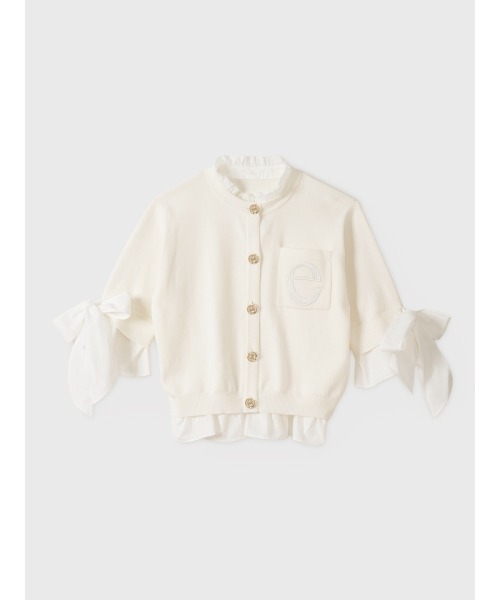 EIMY ISTOIRE（エイミーイストワール）の「アタッチドハーフスリーブカーディガン（カーディガン/ボレロ・レディース・その他35/ネイビー/オフホワイト/グレー/ライトピンク・F）」の2枚目の写真