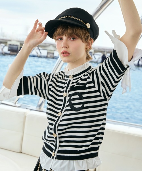 EIMY ISTOIRE（エイミーイストワール）の「アタッチドハーフスリーブカーディガン（カーディガン/ボレロ・レディース・その他35/ネイビー/オフホワイト/グレー/ライトピンク・F）」の10枚目の写真