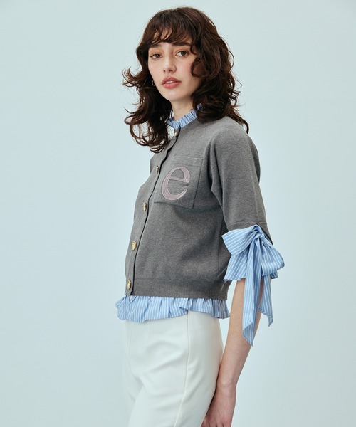 EIMY ISTOIRE（エイミーイストワール）の「アタッチドハーフスリーブカーディガン（カーディガン/ボレロ・レディース・その他35/ネイビー/オフホワイト/グレー/ライトピンク・F）」の13枚目の写真