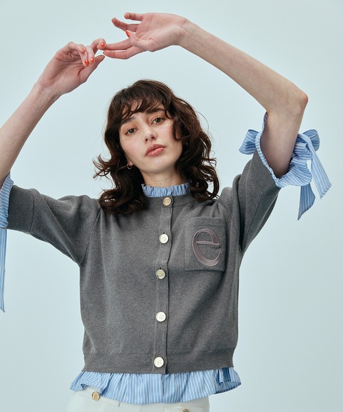 EIMY ISTOIRE（エイミーイストワール）の「アタッチドハーフスリーブカーディガン（カーディガン/ボレロ・レディース・その他35/ネイビー/オフホワイト/グレー/ライトピンク・F）」の14枚目の写真