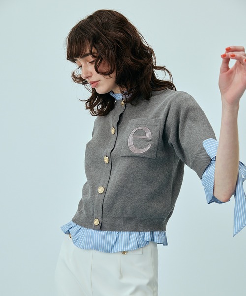 EIMY ISTOIRE（エイミーイストワール）の「アタッチドハーフスリーブカーディガン（カーディガン/ボレロ・レディース・その他35/ネイビー/オフホワイト/グレー/ライトピンク・F）」の15枚目の写真