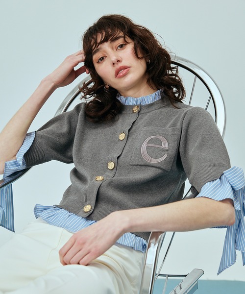 EIMY ISTOIRE（エイミーイストワール）の「アタッチドハーフスリーブカーディガン（カーディガン/ボレロ・レディース・その他35/ネイビー/オフホワイト/グレー/ライトピンク・F）」の16枚目の写真