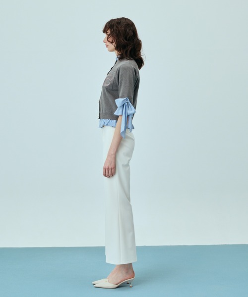 EIMY ISTOIRE（エイミーイストワール）の「アタッチドハーフスリーブカーディガン（カーディガン/ボレロ・レディース・その他35/ネイビー/オフホワイト/グレー/ライトピンク・F）」の19枚目の写真