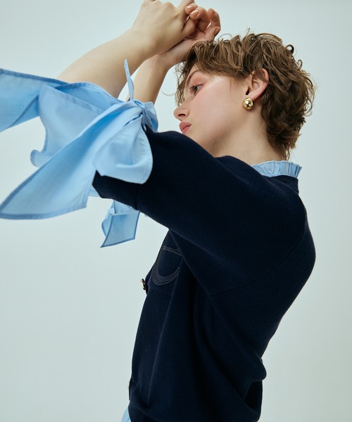 EIMY ISTOIRE（エイミーイストワール）の「アタッチドハーフスリーブカーディガン（カーディガン/ボレロ・レディース・その他35/ネイビー/オフホワイト/グレー/ライトピンク・F）」の22枚目の写真