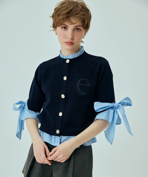 EIMY ISTOIRE（エイミーイストワール）の「アタッチドハーフスリーブカーディガン（カーディガン/ボレロ・レディース・その他35/ネイビー/オフホワイト/グレー/ライトピンク・F）」の21枚目の写真