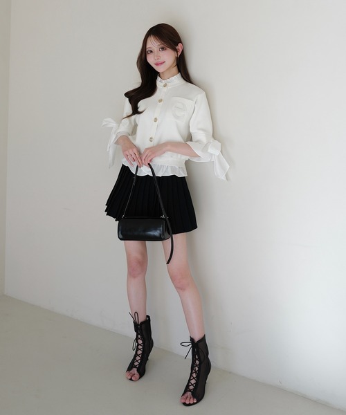 EIMY ISTOIRE(エイミーイストワール)の「アタッチドハーフスリーブカーディガン(カーディガン/ボレロ・レディース・その他35/ネイビー/オフホワイト/グレー/ライトピンク・F)」の16枚目の写真