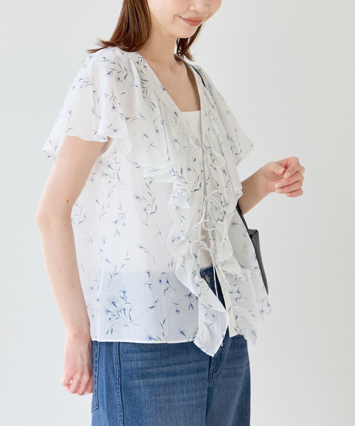 U by SPICK&SPAN（ユーバイスピックアンドスパン）の「フロントリボンラッフルブラウス（シャツ/ブラウス・レディース・ホワイト/ブラック・FREE）」の20枚目の写真