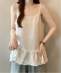 Vini（ヴィニ）の「ドットフリルキャミソールトップス（Tシャツ/カットソー）」