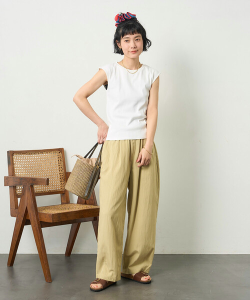 FREAK'S STORE（フリークスストア）の「<接触冷感> SUMMERCOOL タック カーブ イージーパンツ（スラックス・レディース・ブラウン/ブラック/ブルーグリーン・SMALL/MEDIUM）」の6枚目の写真