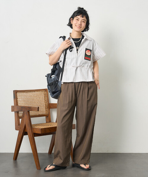 FREAK'S STORE（フリークスストア）の「<接触冷感> SUMMERCOOL タック カーブ イージーパンツ（スラックス・レディース・ブラウン/ブラック/ブルーグリーン・SMALL/MEDIUM）」の15枚目の写真