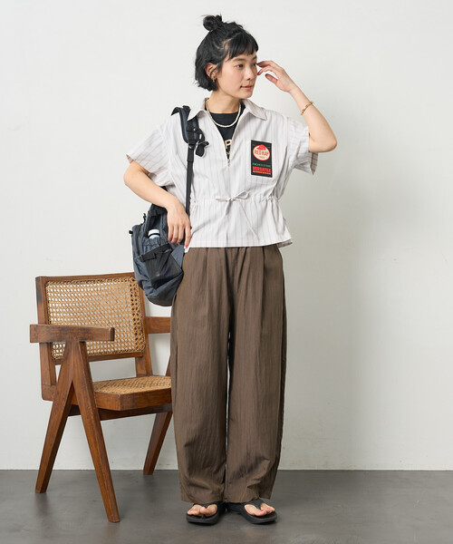 FREAK'S STORE（フリークスストア）の「<接触冷感> SUMMERCOOL タック カーブ イージーパンツ（スラックス・レディース・ブラウン/ブラック/ブルーグリーン・SMALL/MEDIUM）」の16枚目の写真