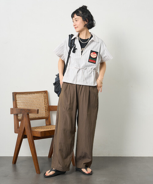 FREAK'S STORE（フリークスストア）の「<接触冷感> SUMMERCOOL タック カーブ イージーパンツ（スラックス・レディース・ブラウン/ブラック/ブルーグリーン・SMALL/MEDIUM）」の17枚目の写真