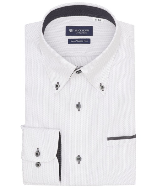 TOKYO SHIRTS(トウキョウシャツ)の「【超形態安定】【吸水速乾】 形態安定ノンアイロン ボタンダウン 長袖ビジネスワイシャツ(ビジネスシャツ・メンズ・グレー・首回り42cm-裄丈82cm/首回り43cm-裄丈86cm/首回り42cm-裄丈86cm/首回り41cm-裄丈86cm/首回り41cm-裄丈82cm/首回り39cm-裄丈84cm/首回り39cm-裄丈80cm/首回り37cm-裄丈84cm/首回り37cm-裄丈80cm/首回り43cm-裄丈82cm)」の1枚目の写真